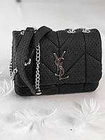 Женская сумка клатч Yves Saint Laurent Puff Mini Black Croco (черная) torba0212 сумочка с эмблемой YSL тренд