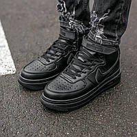 Мужские кроссовки Nike Air Force Mid Gore-Tex Black (чёрные) высокие дмисезонные кросссовки монохром i1480