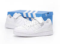 Женские кроссовки Adidas Forum (белые) модные весенне-осенние светлые кеды К14441 cross
