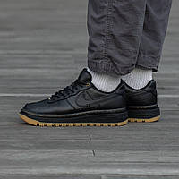 Мужские кроссовки Nike Air Force 1 Luxe (черные) стильные демисезонные кожаные кроссы топ качество i1509 cross