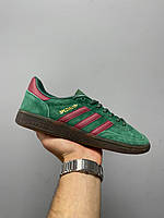 Мужские кроссовки Adidas Handball Spezial Collegiate Green Burgundy (зелёные с бордовым) осенние кеды 0999