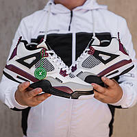 Мужские кроссовки Nike Air Jordan 4 Retro Bordo (бело-серые с бордовым) повседневные демисезонные кроссы 2429