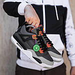 Чоловічі кросівки Nike Air Jordan 4 Retro (сірі) високі повсякденні кроси 2431 Найк топ, фото 2