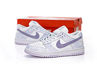 Женские кроссовки Nike SB Dunk (белые с фиолетовым) красивые светлые модные осенние кеды К14374 тренд