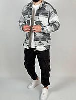 Мужская куртка-рубашка кашемировая (серая) 2408/6 классная стильная модная одежда для парней. M тренд