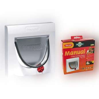 Пластикові двері для кота на вхідних дверях PetSafe (Петсейф) з тунелем, біла, до 7 кг, 224x224 мм, 4 режими