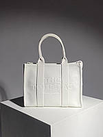 Женская сумка шопер подарочная Marc Jacobs Medium Tote Bag White Leather (белая) KIS 02127 с короткими ручками