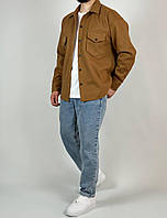Мужская куртка-рубашка кашемировая (бежевая) 2408/7 классная стильная модная одежда для парней. cross