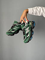 Мужские кроссовки New Balance 9060 Green (зеленые с черным и голубым) классные демисезонные кроссы замша S637