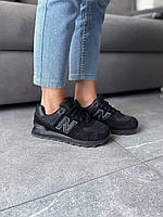 Мужские кроссовки New Balance 574 Black (черные) красивые стильные замшевые кроссы монохром S627 тренд