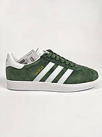 Мужские кроссовки Adidas Gazelle (зелёные с белым) классные легкие спортивные кроссы для спортзала D425 тренд