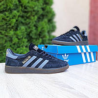 Мужские кроссовки Adidas Spezial (чёрные с серым) низкие модные весенние осенние кеды О11050 cross