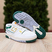 Мужские кроссовки New Balance 550 (белые с зелёным и жёлтым) модные разноцветные демисезонные кроссы О10956