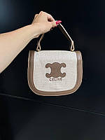 Женская подарочная сумка Celine Teen Besace Triomphe Beige (бежевая) CL004 стильная изысканная с логотипом
