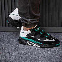 Мужские кроссовки Adidas Niteball Black Green (чёрно-зеленые) демисезонные красивые кроссы на каждый день 1589