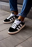 Мужские кроссовки Adidas Campus 00s Black (чёрно-белые) спортивные замшевые кеды на каждый день MS0846 vkros