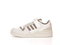 Женские кроссовки Adidas Forum (белые с коричневым) универсальные качественные деми кеды К14387 топ