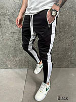 Спортивные базовые зауженные штаны (черные) 5400 классные молодежные спортивки для парня vkros