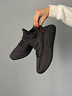 Чоловічі кросівки Adidas Yeezy Boost 350 Black (чорні) легкі спортивні кроси шнурки рефлективн S408 house