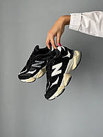 Чоловічі кросівки New Balance 9060 Black/white (чорно-білі) класні демісезонні кроси замша S636 44 house