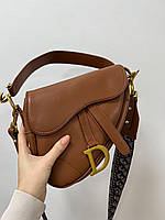 Жіноча мінісумка клатч Christian Dior Saddle Brown Premium (коричнева) KIS03070 красива Крістіан Діор house