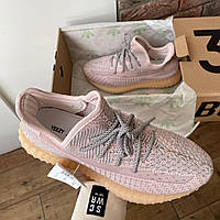 Жіночі кросівки Adidas Yeezy 350 V2 Synth Reflective (рожеві) легкі текстильні кроси рефлектив J0486v 37 house