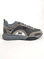 Мужские кроссовки Nike Air Zoom (серые) качественные бюджетные демисезонные кроссы кожа сетка D426 vkros