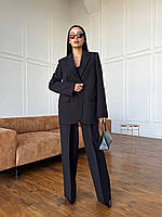 Стильный женский костюм Фреска оверсайз пиджак и брюки из костюмного крепа Ddi5697