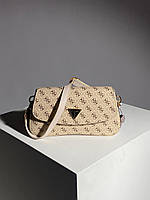 Женская подарочная сумка клатч Guess Cordelia Flap Shoulder Bag Beige (бежевая) KIS17086 стильная красивая