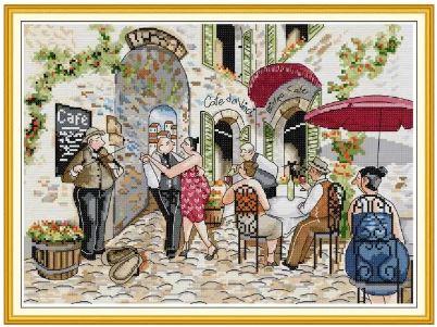 Набір для вишивання за нанесеною на канву схемою "Roadside dance". AIDA 14CT printed 44*33 см