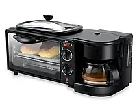 Электрическая домашняя печь духовка RAF R.5308B 3 в 1 с кофемашиной и гриль-сковородой