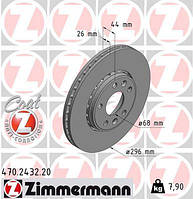 ZIMMERMANN Диск тормозной ПРЕДВАРИТЕЛЬНЫЙ RENAULT GRAND SCENIC II 11/08- LAGUNA 11/07- MEGANE III COUPE 11/08-