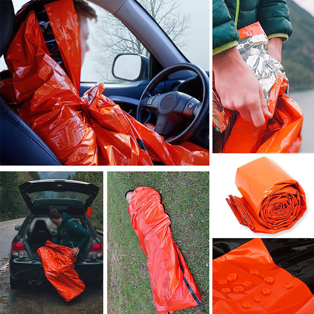 Аварийный спальный мешок Оранжевый "Emergency bag" 210х85см, термомешок-одеяло из фольги спасательный (ST) - фото 8 - id-p1941586167