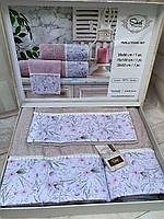 Подарунковий набір бамбукових рушників для ванної Sikel - Perla Penya Lilac 30х50см + 50х90см + 70х140см