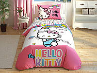 Подростковый комплект Disney TAC Hello Kitty Rainbow Ранфорс / простыня на резинке