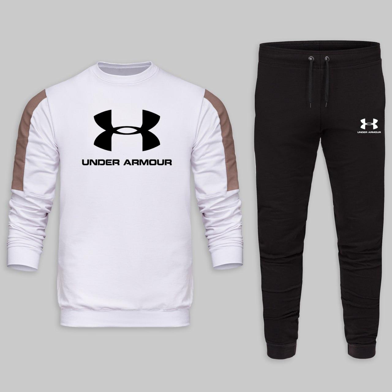 Спортивний костюм чоловічий весняний осінній under armour білий-чорний світшот брюки весна осінь трикотажний