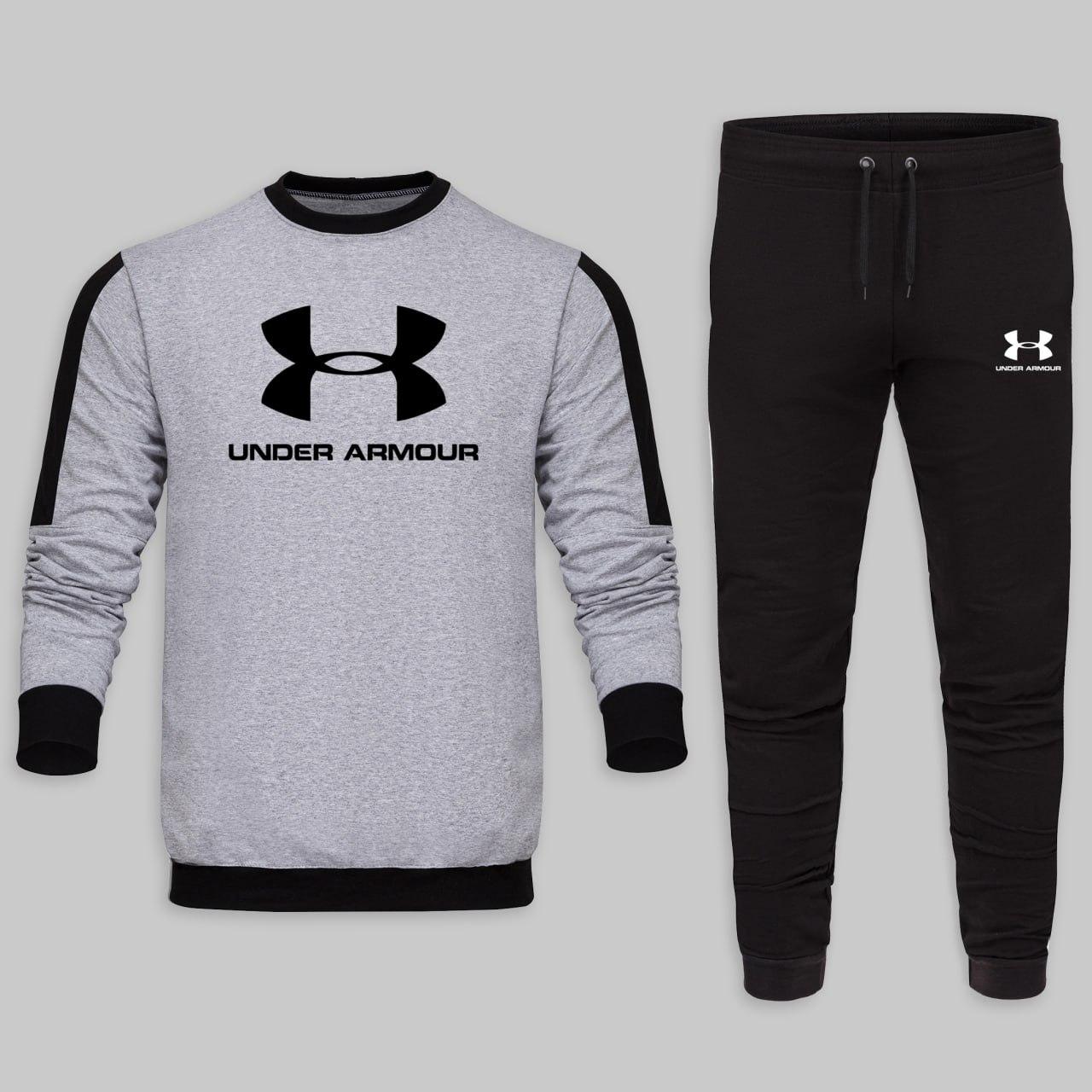 Спортивний костюм чоловічий весняний осінній under armour сірий-чорний світшот брюки весна осінь трикотажний