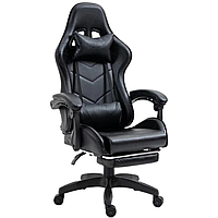 Геймерское игровое компьютерное кресло 4Points GT с подставкой для ног с подушками раскладное черное