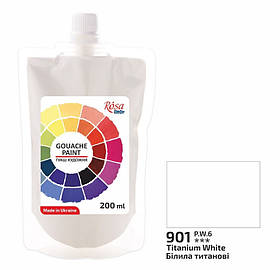 Гуаш художня білила титанові 200 мл Rosa Studio