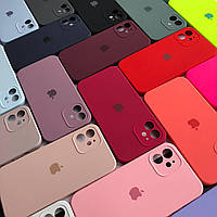 Силиконовый чехол на iPhone 12 с закрытой камерой Silicone Case Full Camera 47 - HOT PINK