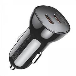 Автомобільний зарядний пристрій Choetech TC0008-B 2 USB-C, 40Вт, PD, чорний (TC0008-BK) (код 134491)