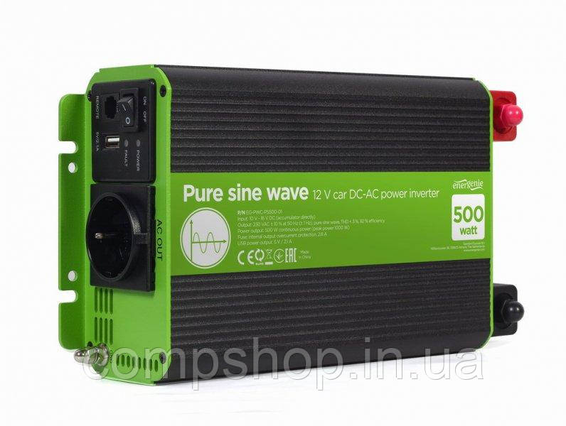 Автомобільний інвертор EnerGenie 500 W (EG-PWC-PS500-01), чиста синусоїда (код 136488)