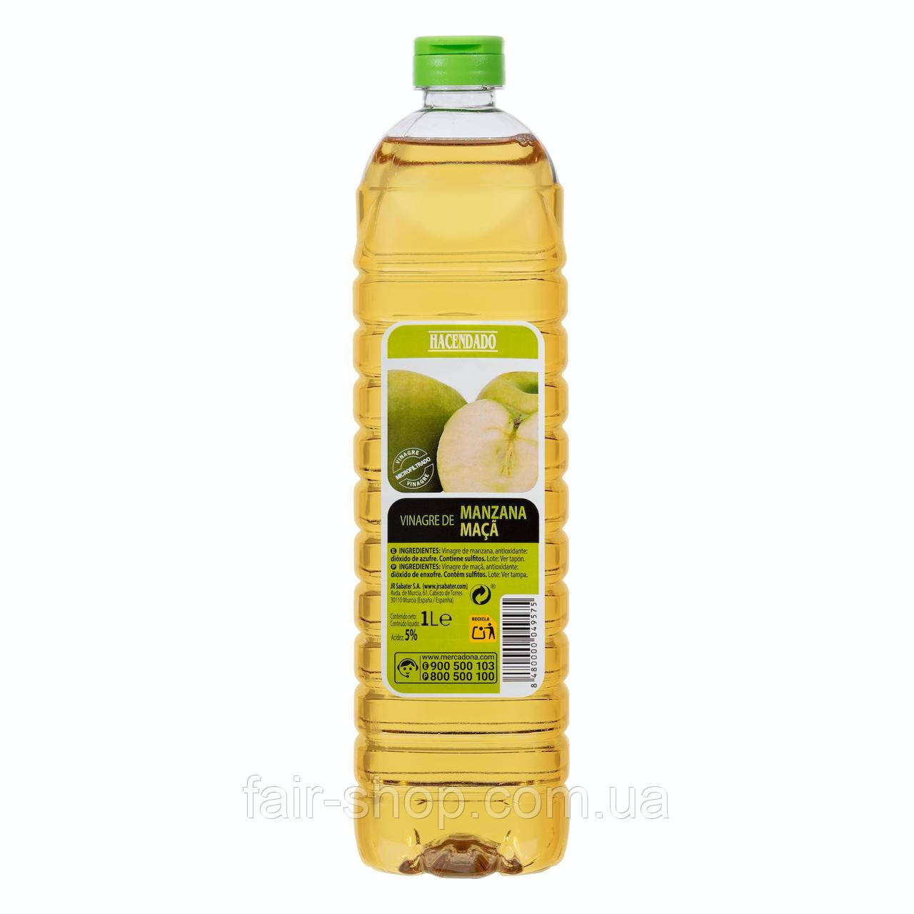 Оцет Hacendado Apple vinegar Hacendado, 1000 мл., оригінал. Доставка з США/ЄС протягом 14 днів, фото 1