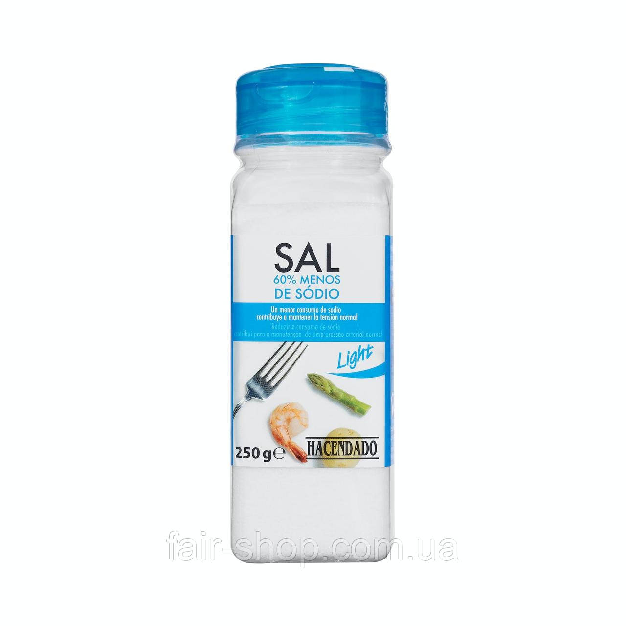 Сіль Hacendado Salt 60% less sodium Hacendado, 250 гр., оригінал. Доставка з США/ЄС протягом 14 днів, фото 1