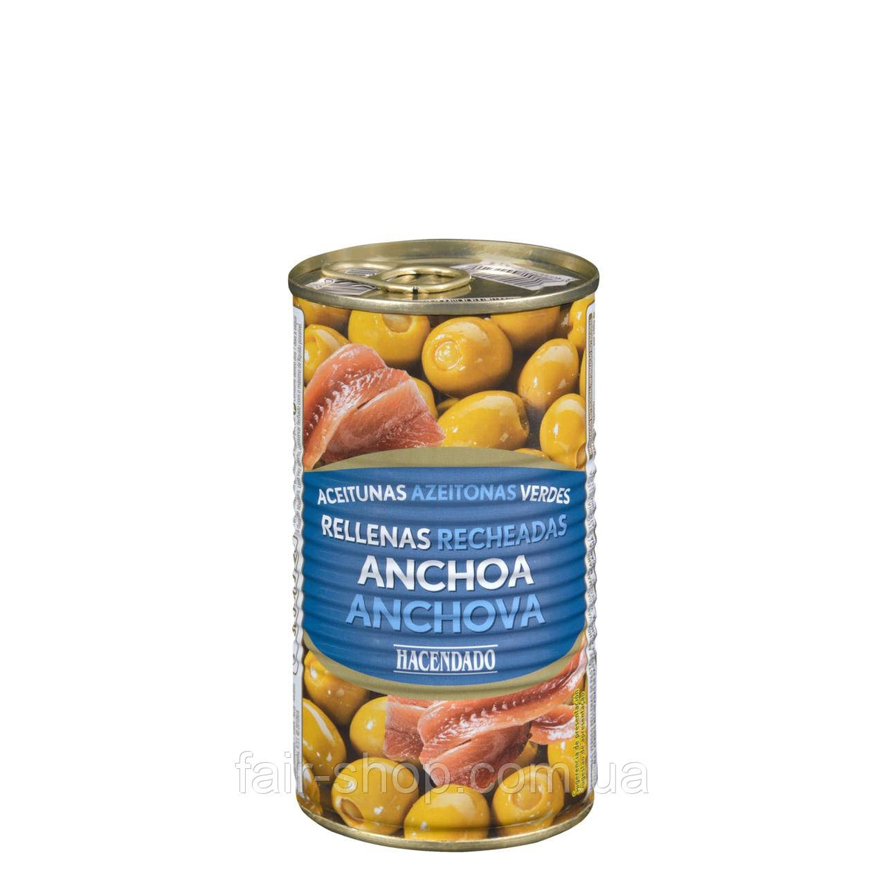 Оливки Hacendado Manzanilla olives stuffed with anchovies Hacendado, 350 гр., оригінал. Доставка з США/ЄС протягом 14 днів, фото 1