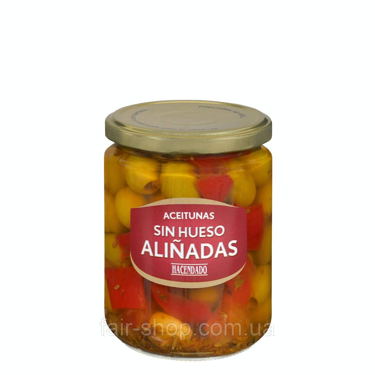 Оливки Hacendado Seasoned pitted manzanilla olives Hacendado, 420 гр., оригінал. Доставка з США/ЄС протягом 14 днів, фото 1