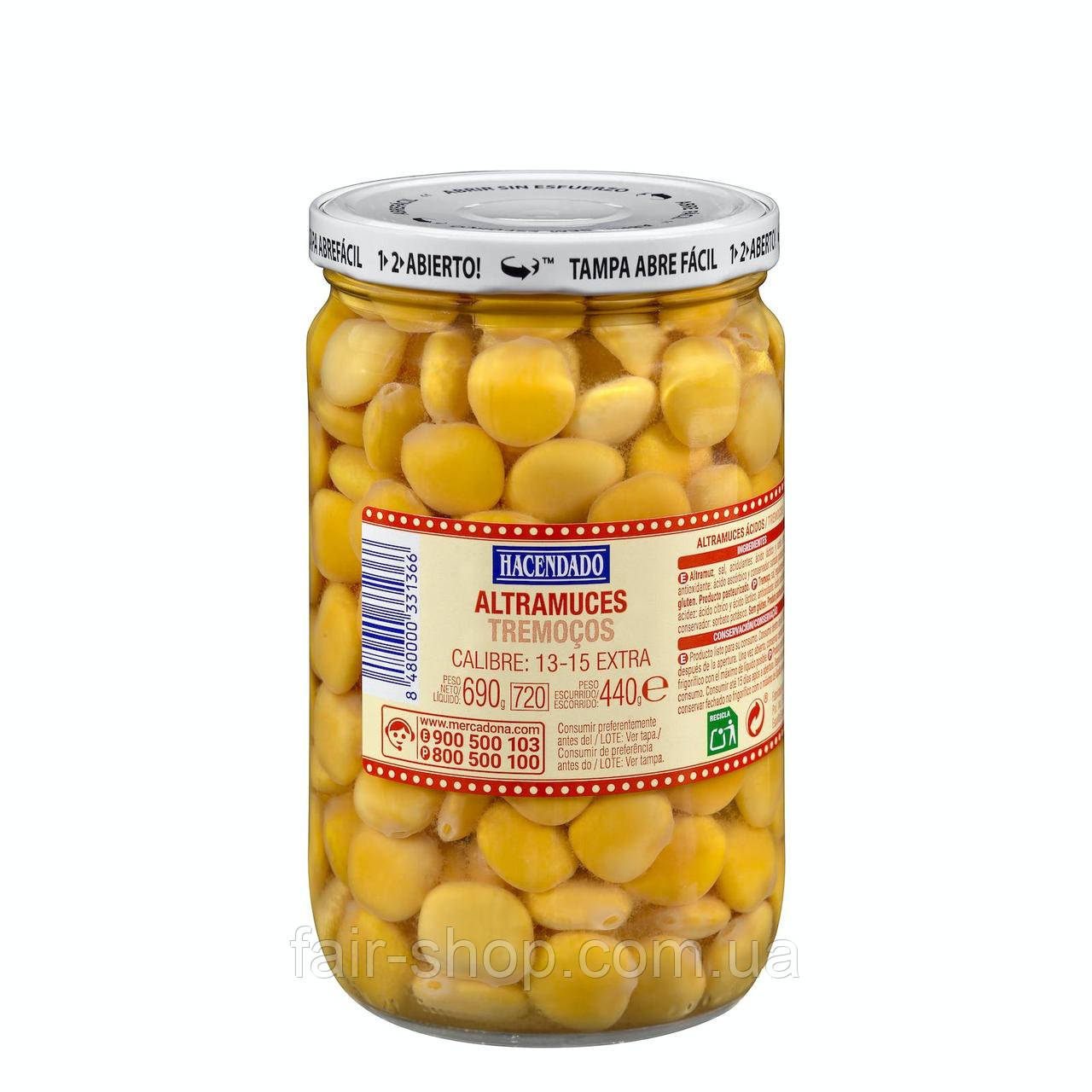 Соління Hacendado White lupin Hacendado, 690 гр., оригінал. Доставка з США/ЄС протягом 14 днів, фото 1