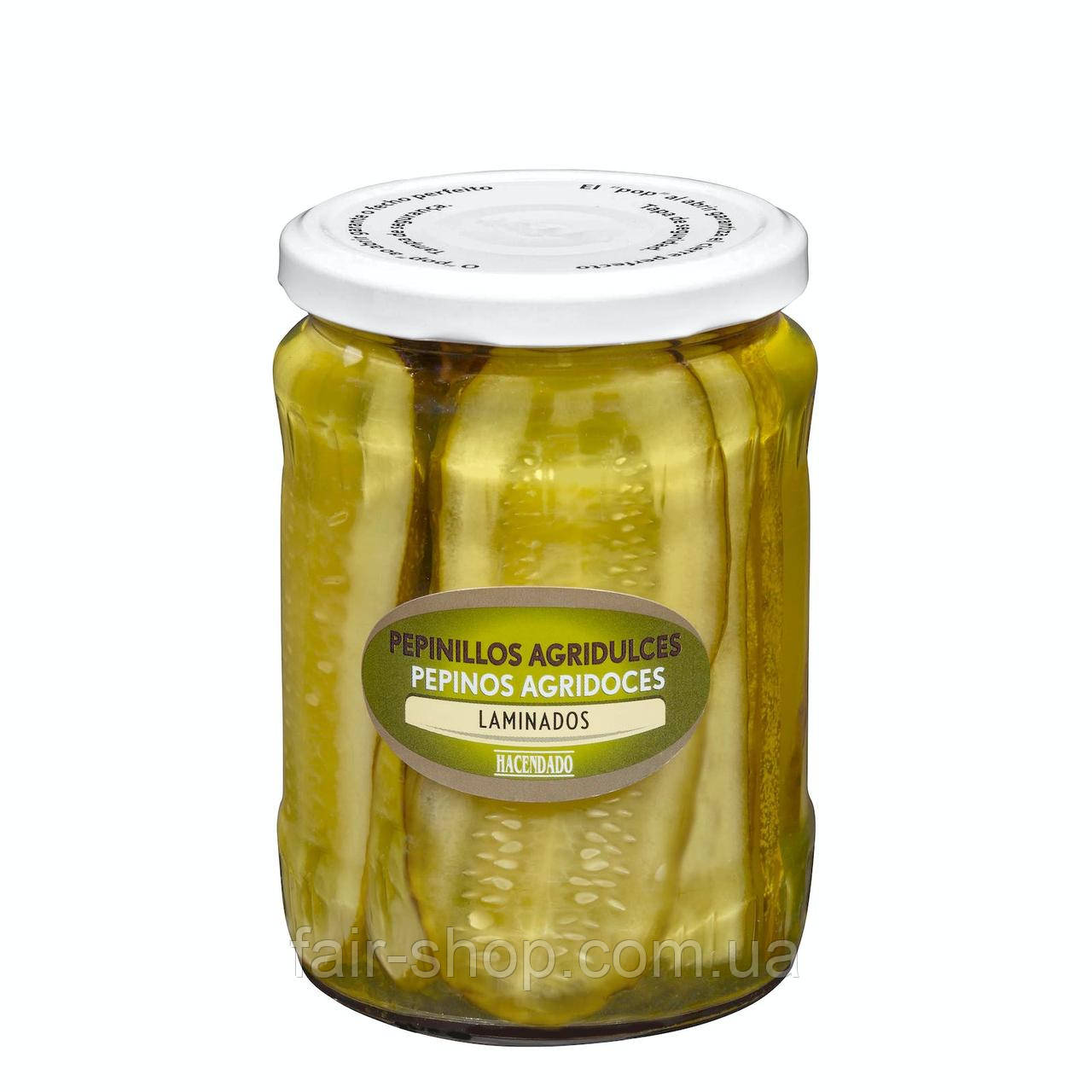 Соління Hacendado Sweet and sour sliced gherkins Hacendado, 530 гр., оригінал. Доставка з США/ЄС протягом 14 днів, фото 1
