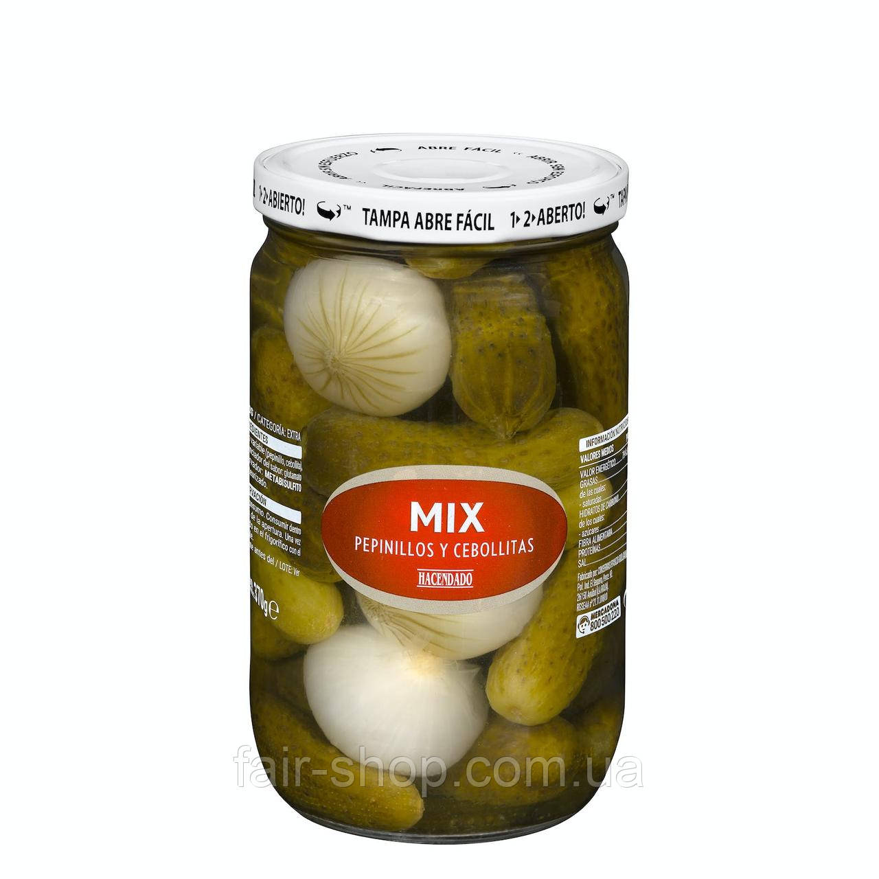Соління Hacendado Gherkins and onions Mix Hacendado, 670 гр., оригінал. Доставка з США/ЄС протягом 14 днів, фото 1