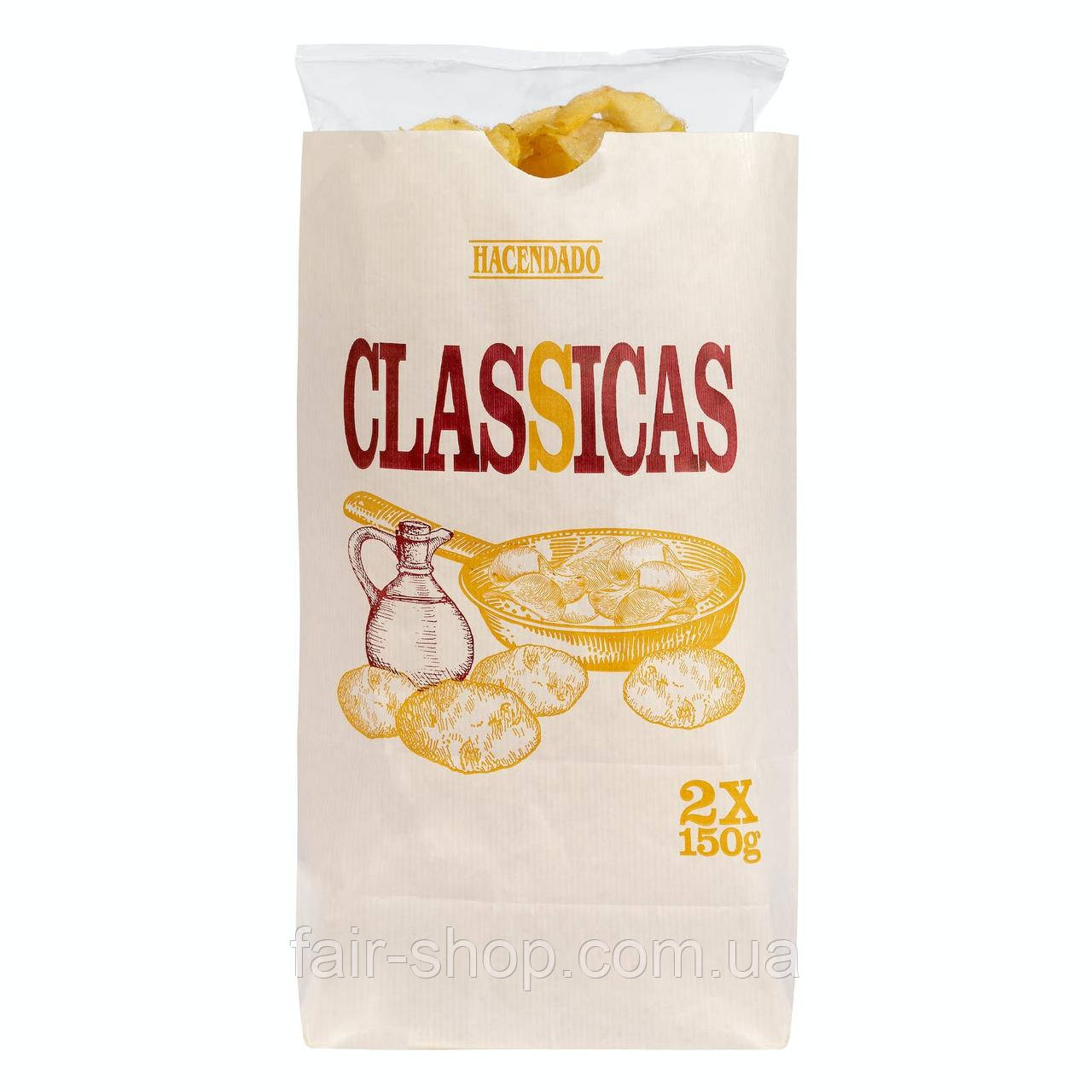Чіпси Hacendado Classic pan-fried crisps Hacendado, 2x150 гр., оригінал. Доставка з США/ЄС протягом 14 днів, фото 1
